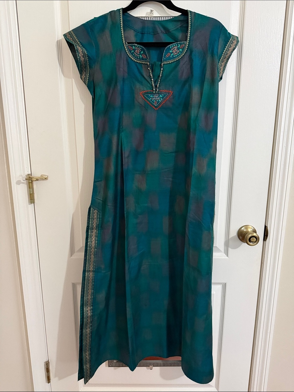 Teal Embroidered Women's Dress